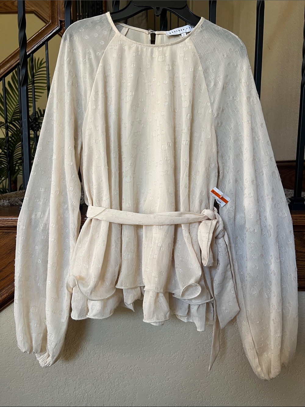 Endless Rose Cream Peplum Tie-Waist Blouse